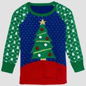 Nearly New Holiday Christmas Tree Pom Sweater 18m